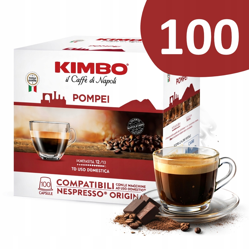 Levně Kapsle pro Nespresso Kimbo Pompei 100 ks Tmavá silná Káva Espresso