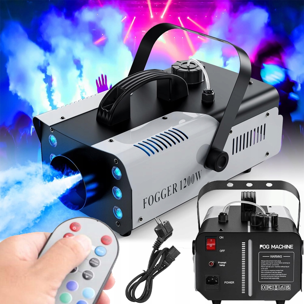 Výrobník Kouře, Mlha, Zakouření, 6 Led Diod Rgb, Výkonná, Výkonná 1200 W Dálkové Ovládání