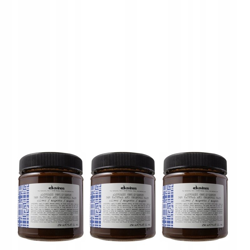 Davines Alchemic Silver barvicí kondicionér 3x250 ml pro blond šedivé vlasy