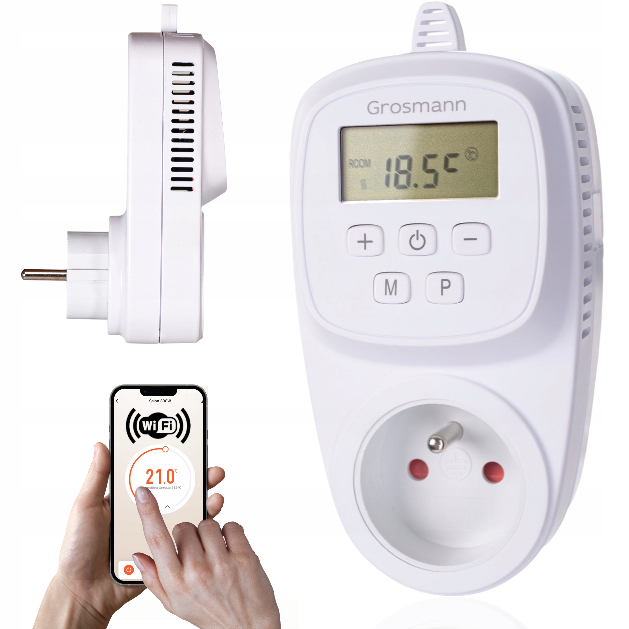 Termostat gniazdkowy programowalny WiFi GT40 Timer Regulator Aplikacja Tuya