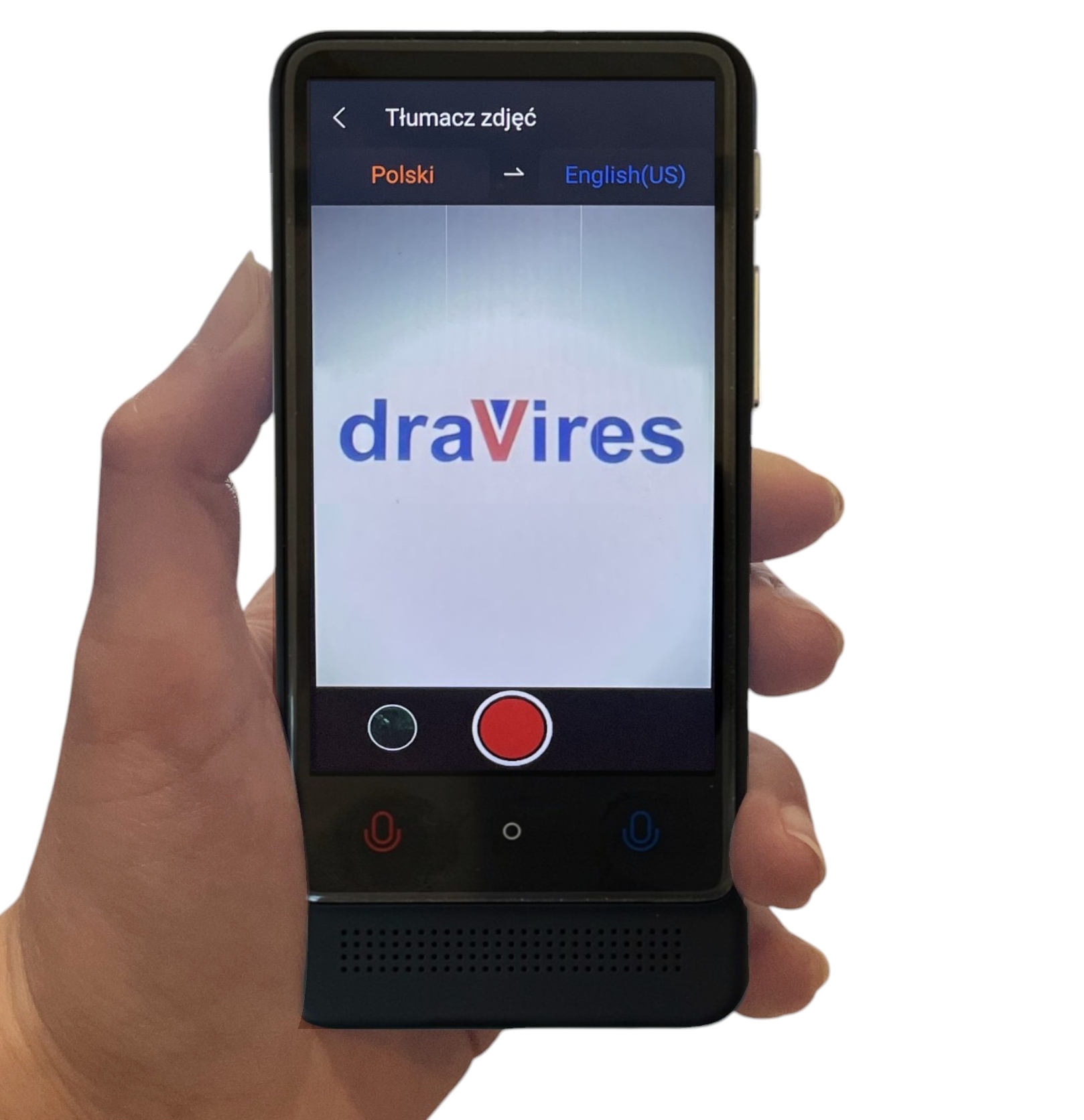 Translátor draVires T01 poľský bez internetu, offline wifi fotoaparát