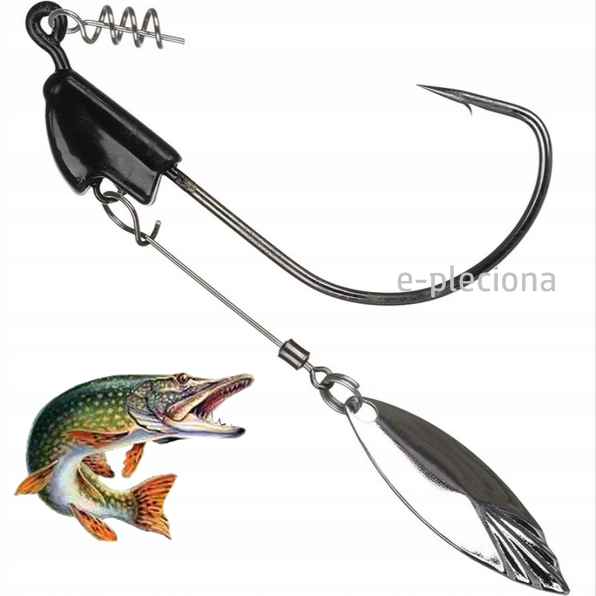 Texas Rig 7,8g hak offsetowy ze skrzydełkiem black 2 szt. antyzaczepowe
