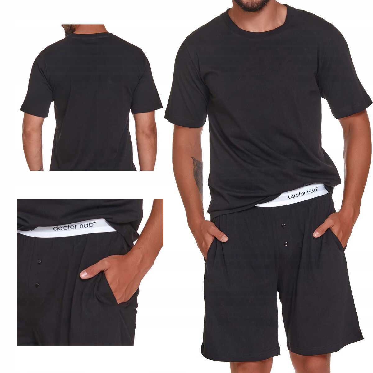 Doctornap 100% bavlna Pánské pyžamo Pmb 4332 černé L