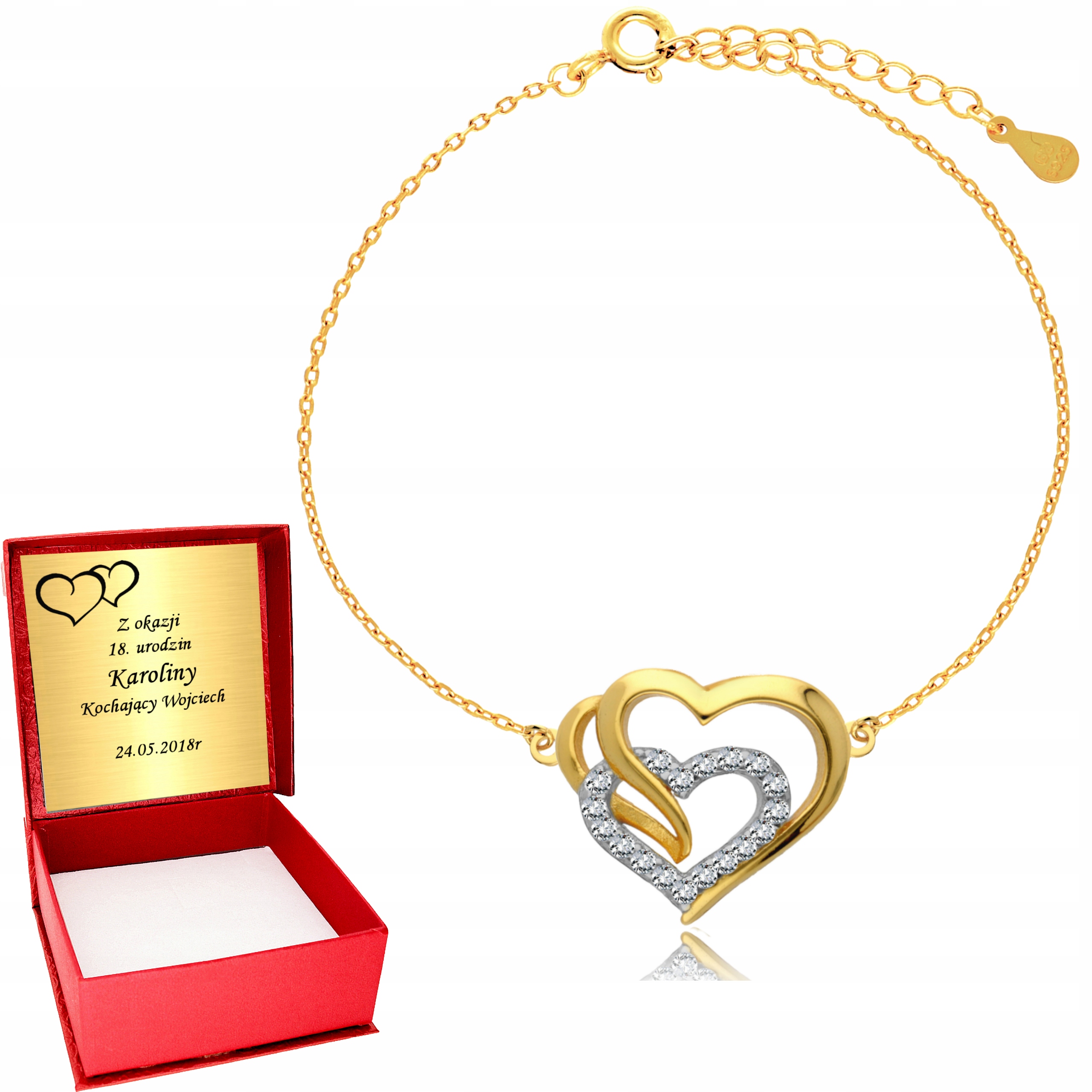 

Złota bransoletka 925 Serce Serduszko