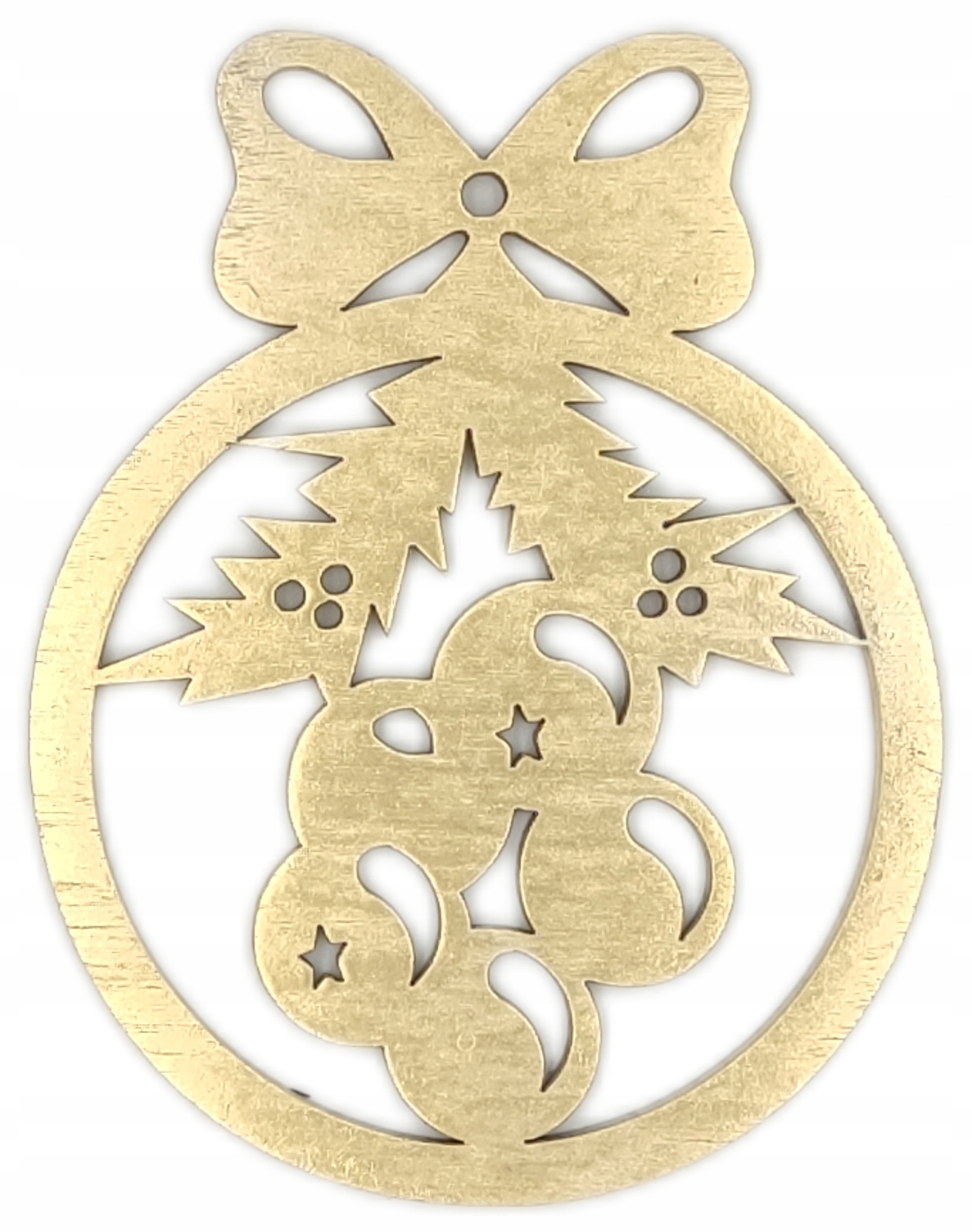 DREWNIANA BOMBKA NA CHOINKĘ zawieszka złota