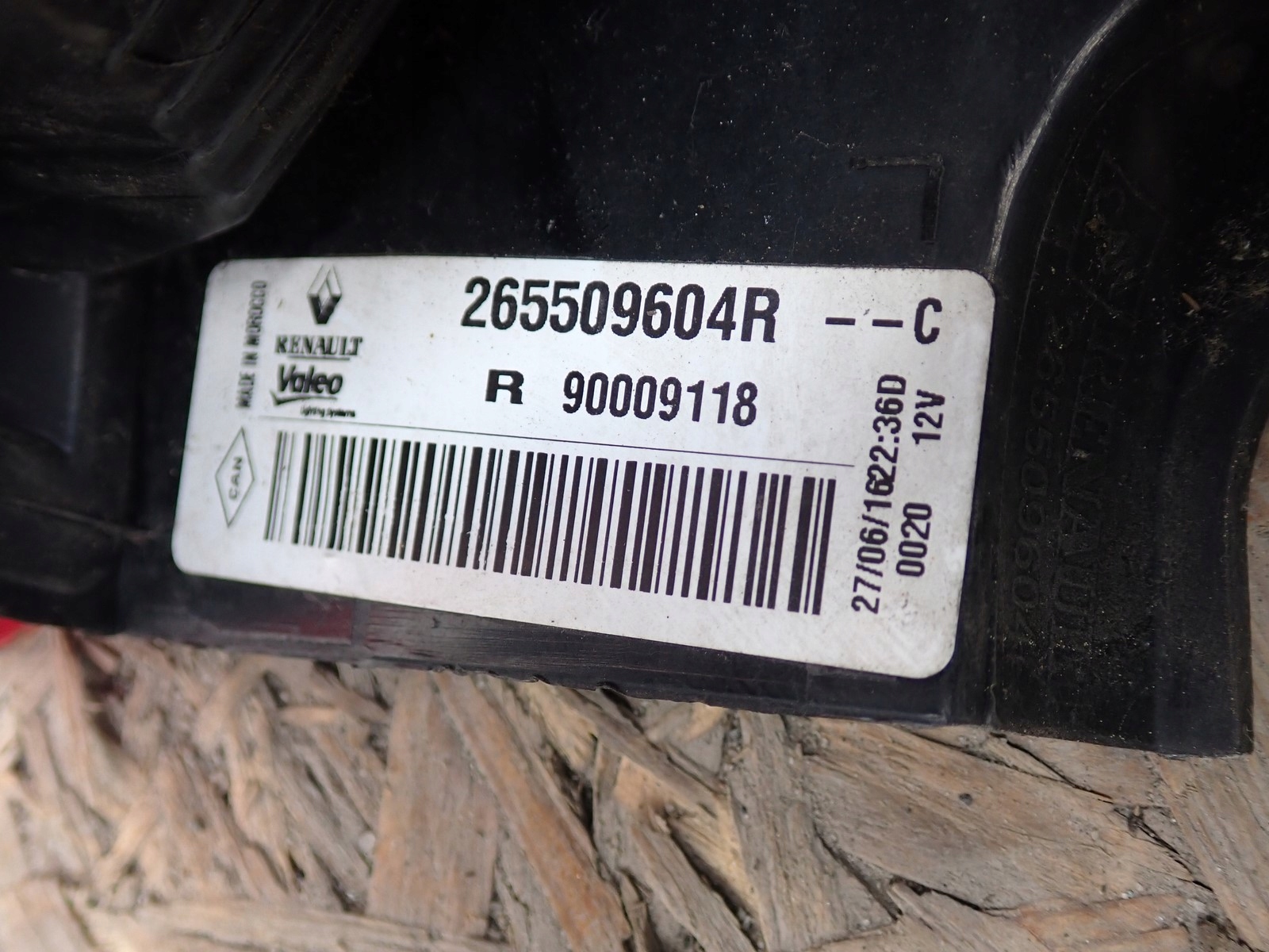 light right rear right rear part DACIA DOKKER 2012- 265509604R