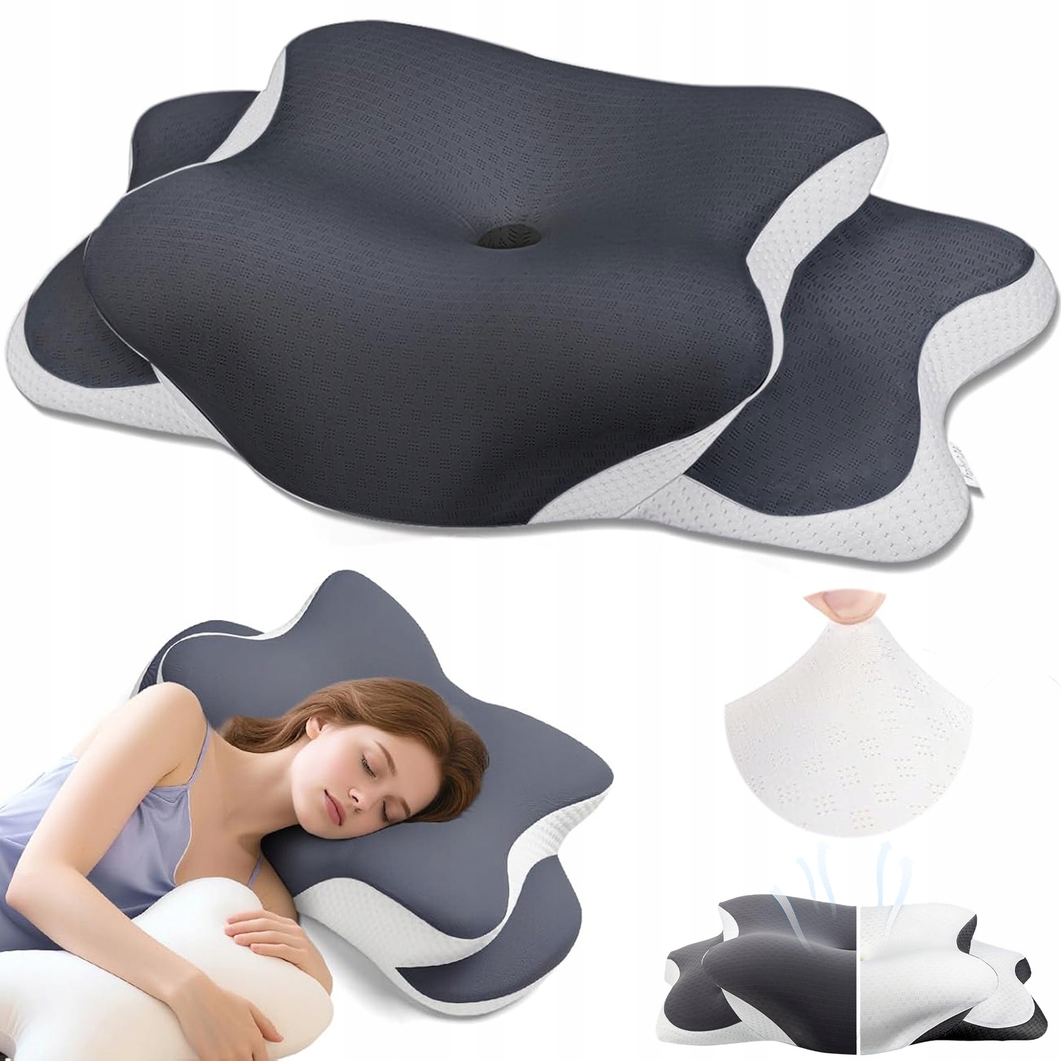 Luksusowa Poduszka Memory 3D Ergo Na Bóle Karku Wentylacja Głęboki Sen