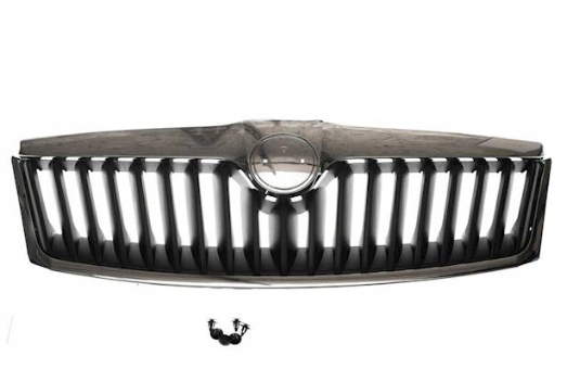 Škoda Octavia II Lift 2008-2013 Atrapa Gril Středová Mřížka Chrom Bez Loga