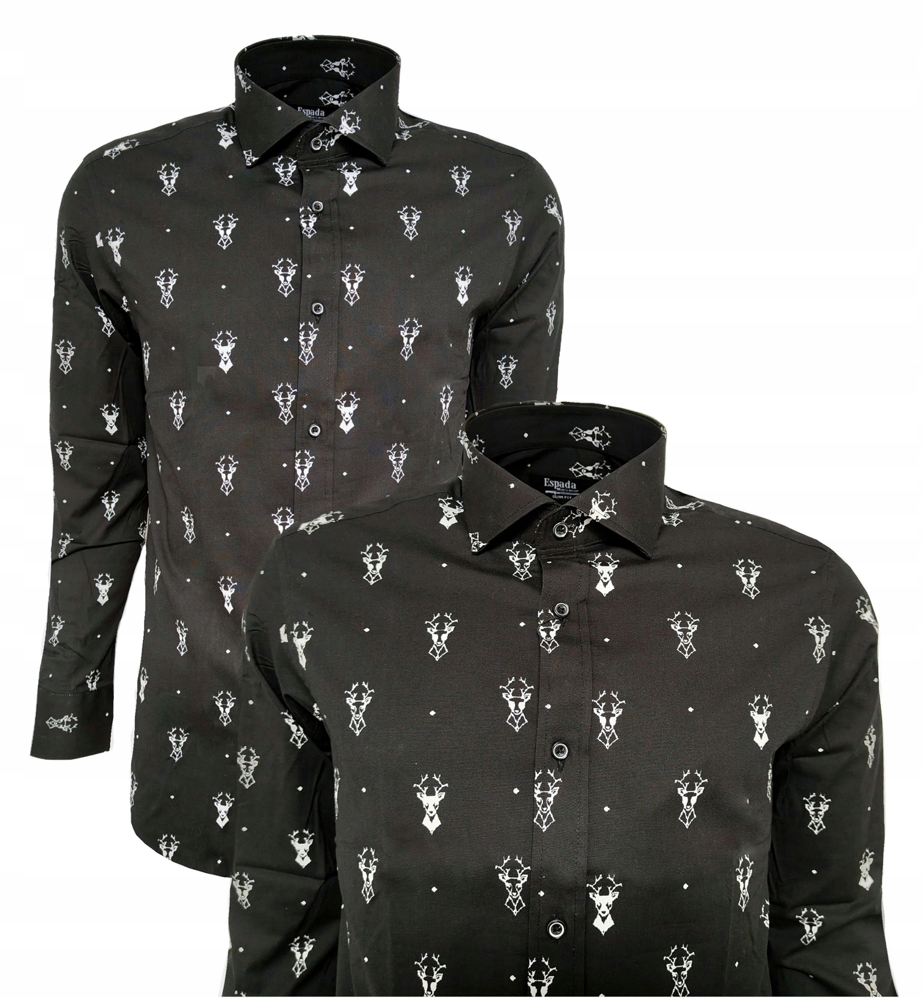 Pánská Návštěvní Košile Casual Vánoční Sob Černá L