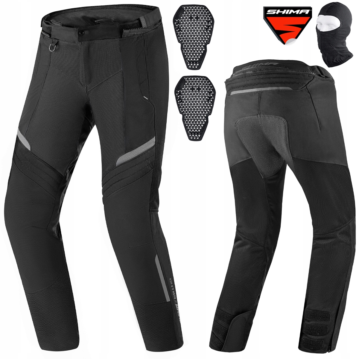 SPODNIE MOTOCYKLOWE | SHIMA RUSH 2.0 BLK VENT | MĘSKIE WODOODPORNE + GRATIS