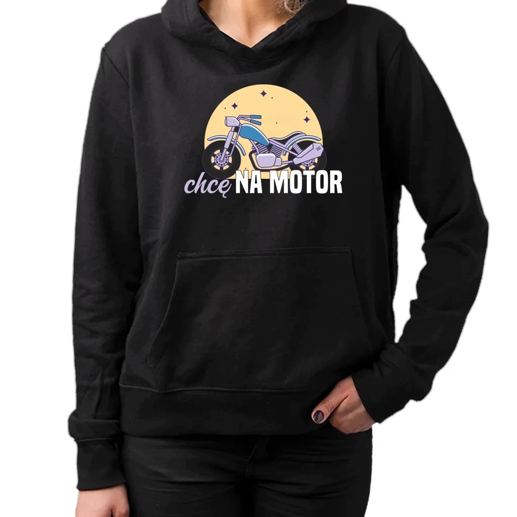 Chci na motorku mikina s s potiskem a dárek pro motorkářku Xs