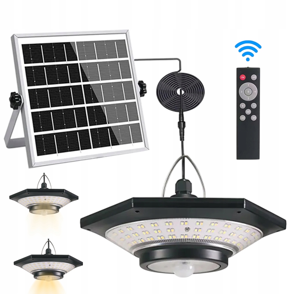 Lustr Solární Lampa Led Závěsná Stropní Lampa Zahradní Dálkové Ovládání, Senzor Pohybu