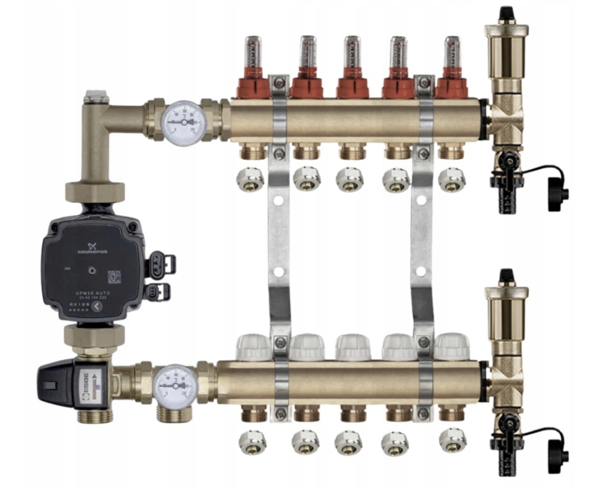 Mosazný Rozdělovač Podlahovky 5 Čerpací Skupina Grundfos Pexové Spojky