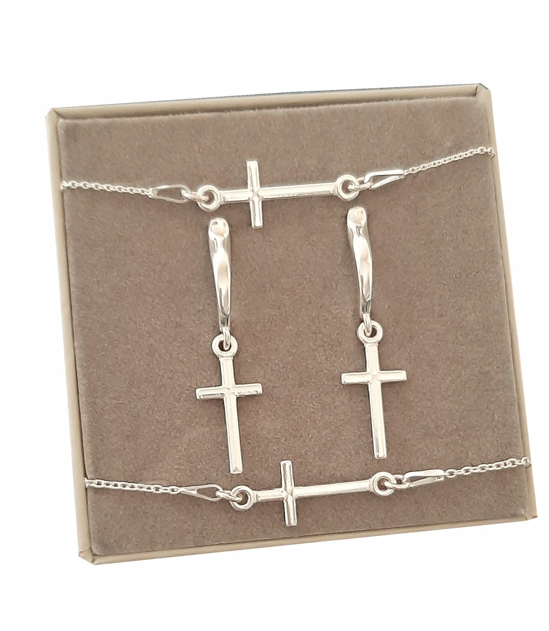 

Komplet Krzyżyk srebro 925