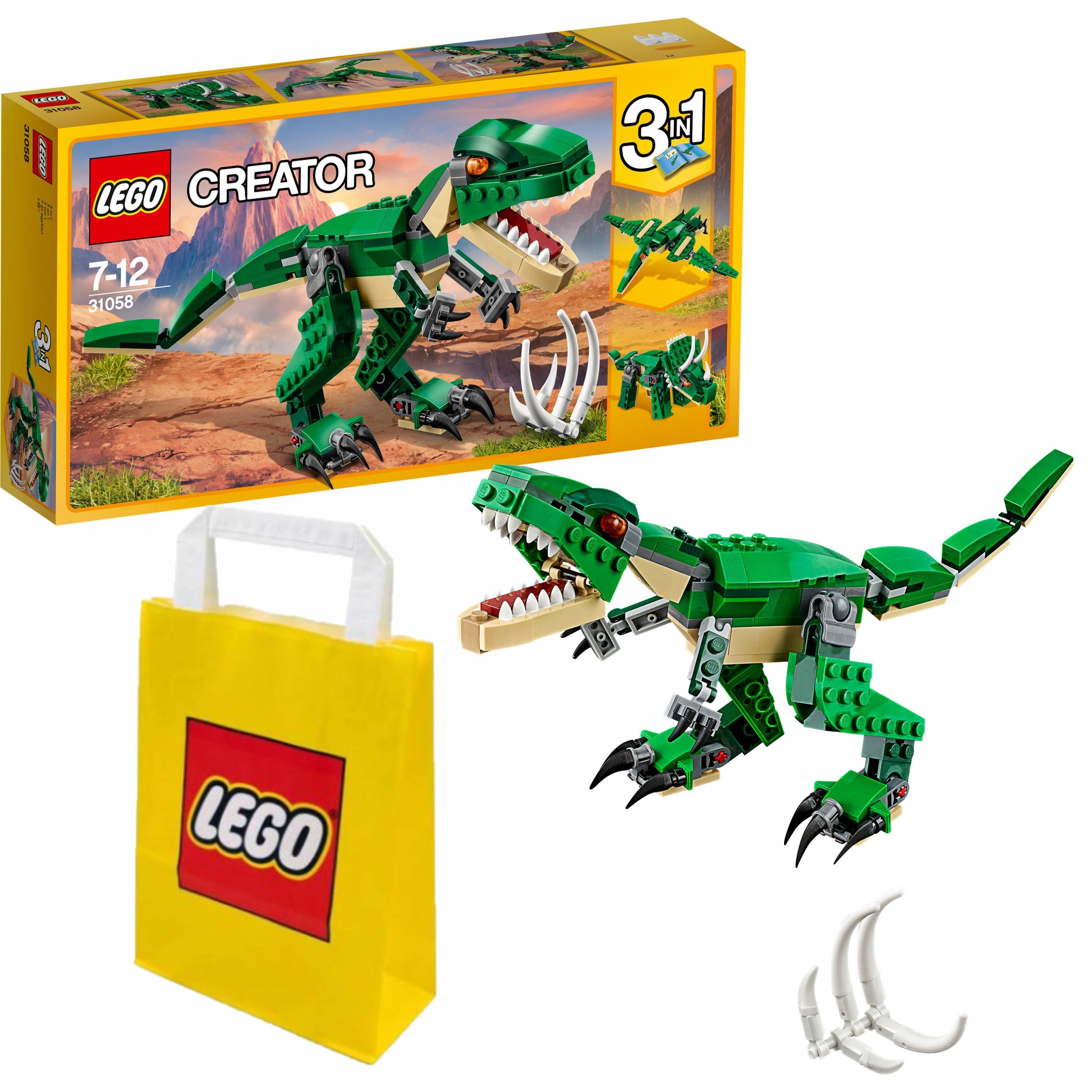 LEGO CREATOR 31058 POTĘŻNE DINOZAURY + LEGO TORBA PAPIEROWA MAŁA 6315786