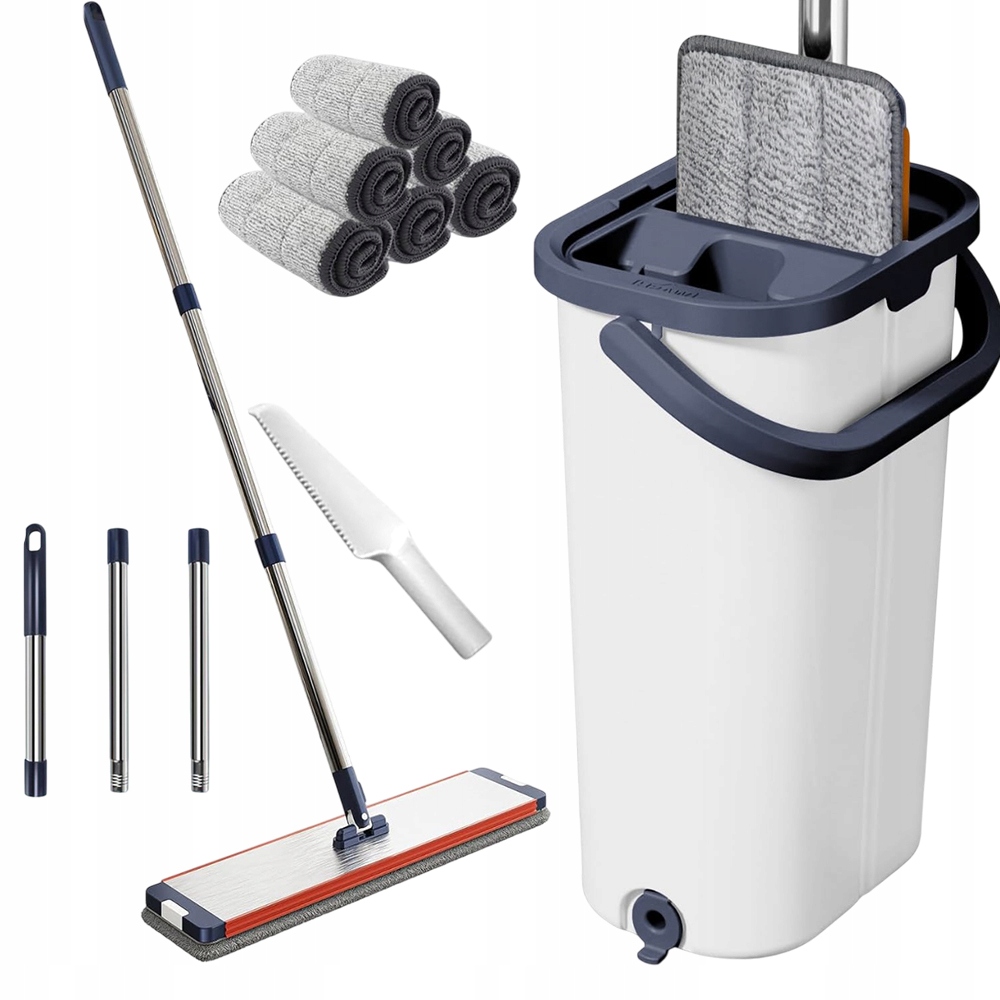 Výkonný Flat Se Ždímačem Kbelíkem Plochý Mop Sada Otáčení O 360° 40 CM