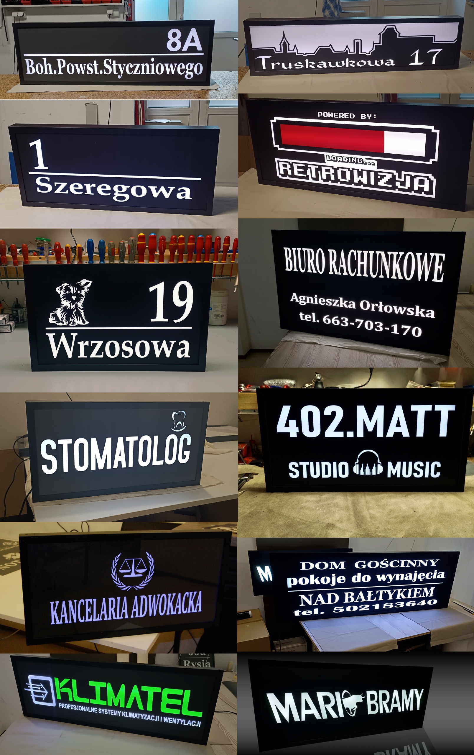 90x30 - NUMER DOMU Podświetlana Tablica led adres ulica baner nr domu 230v Wysokość produktu 30 cm