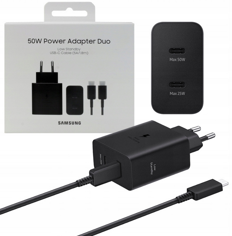Oryginalna Ładowarka Samsung SuperFast Charging 50W Dwa Porty Usb-c kabel