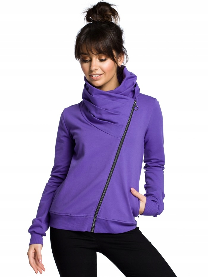 

Eu XXL B071 Bluza z ukośnym zamkiem - fioletowa Eu