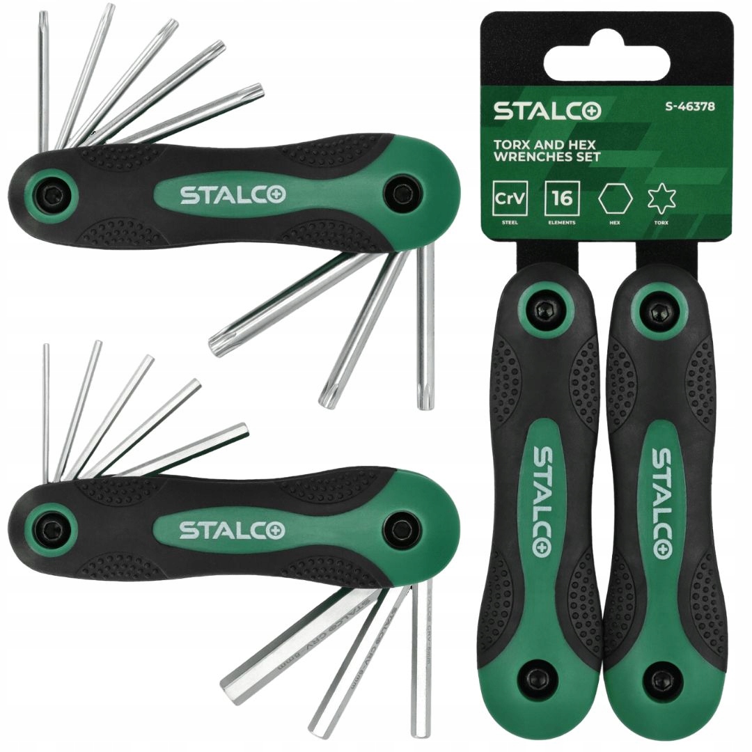 Stalco Zestaw kluczy torx i hex składany 16 elementów