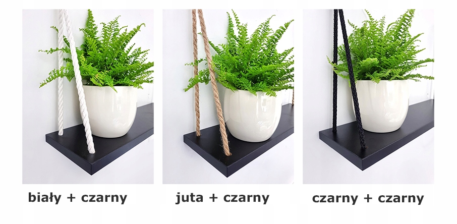 Półka Wisząca na linach kwietnik 120cm boho Szerokość mebla 120 cm