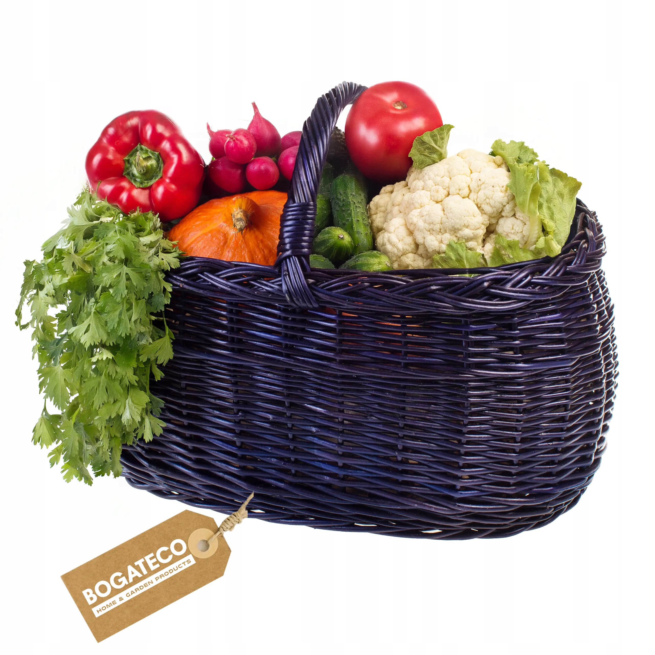 Proutěný Koš Na Nákupy Piknik Houby Pro Skladování Velký Tmavě Modrý