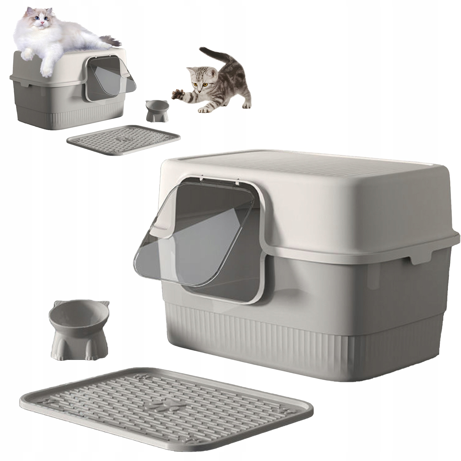 Sada Záchodu Pro Kočky S Velkou Závěs Zabraňuje Vysypávání Steliva Zevnitř