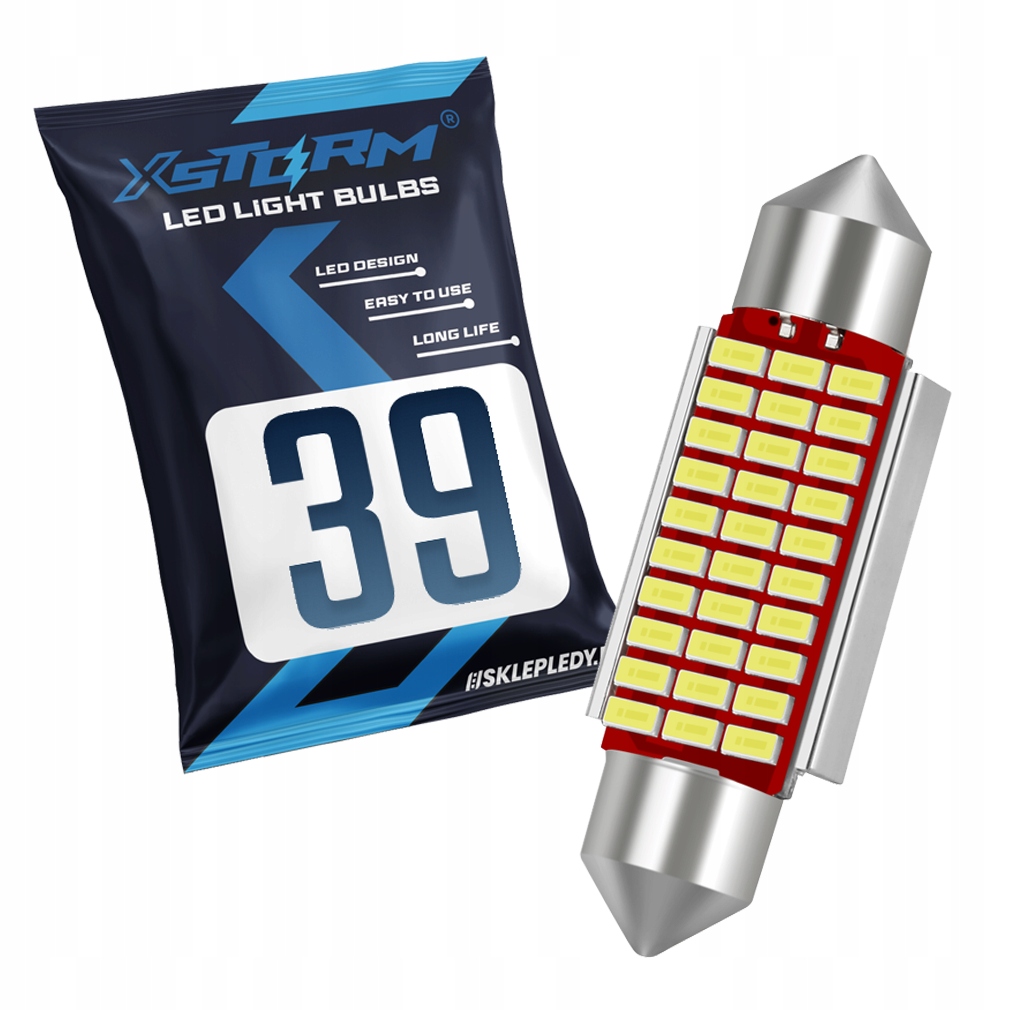 Żarówka Rurka Led 39MM C3W C5W 30SMD Canbus Mocna Do Wnętrza Rejestracji