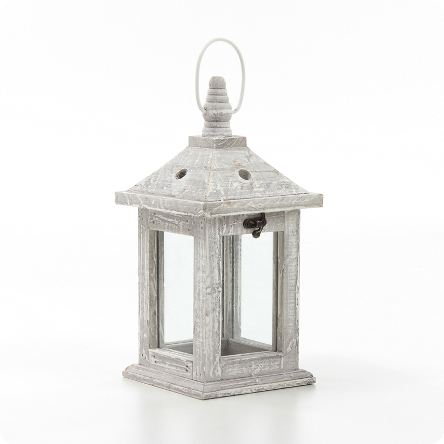 DREWNIANY RUSTYKALNY SZARY LAMPION NA ŚWIECZKĘ Marka inna