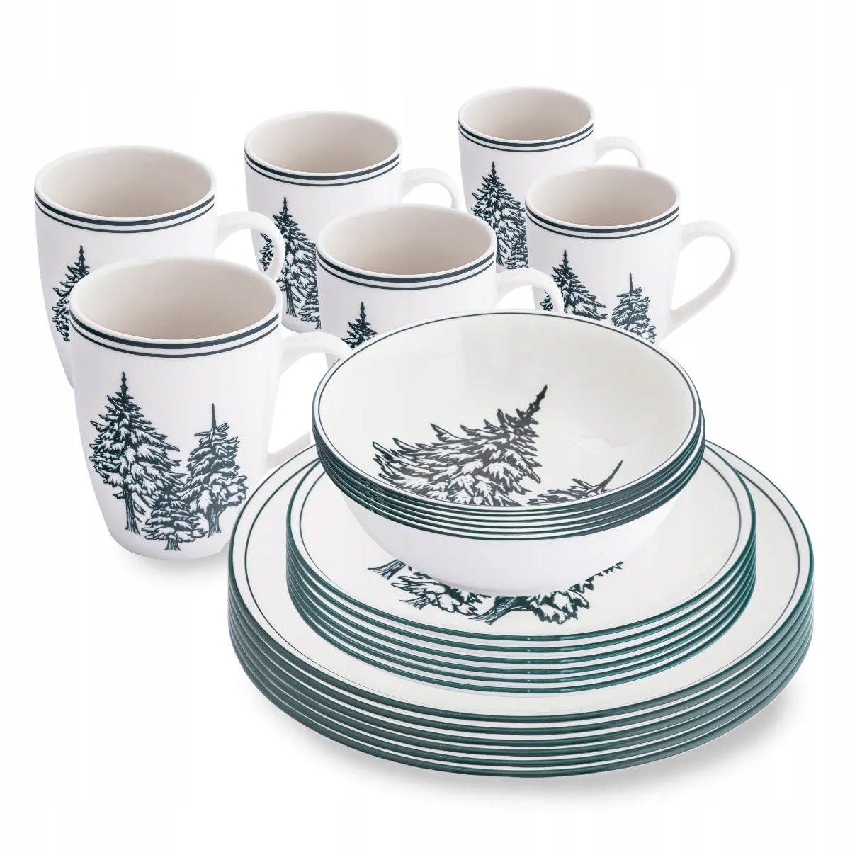 Talířky Servisní oběd pro 6 osob Altom Design Smaragdový les 24 ks