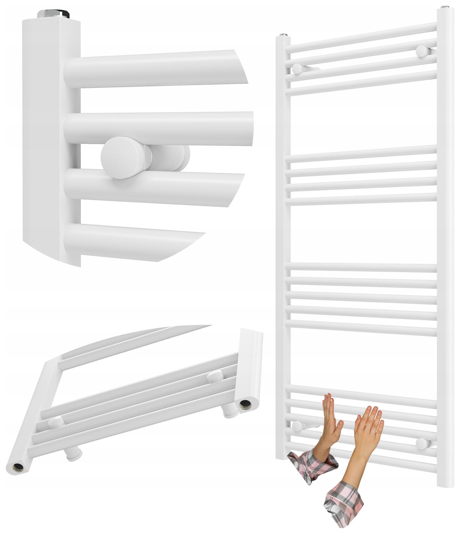 Biely Kúpeľňový Radiátor Rebríkový 60x120 cm, Otočný O 180° Breno