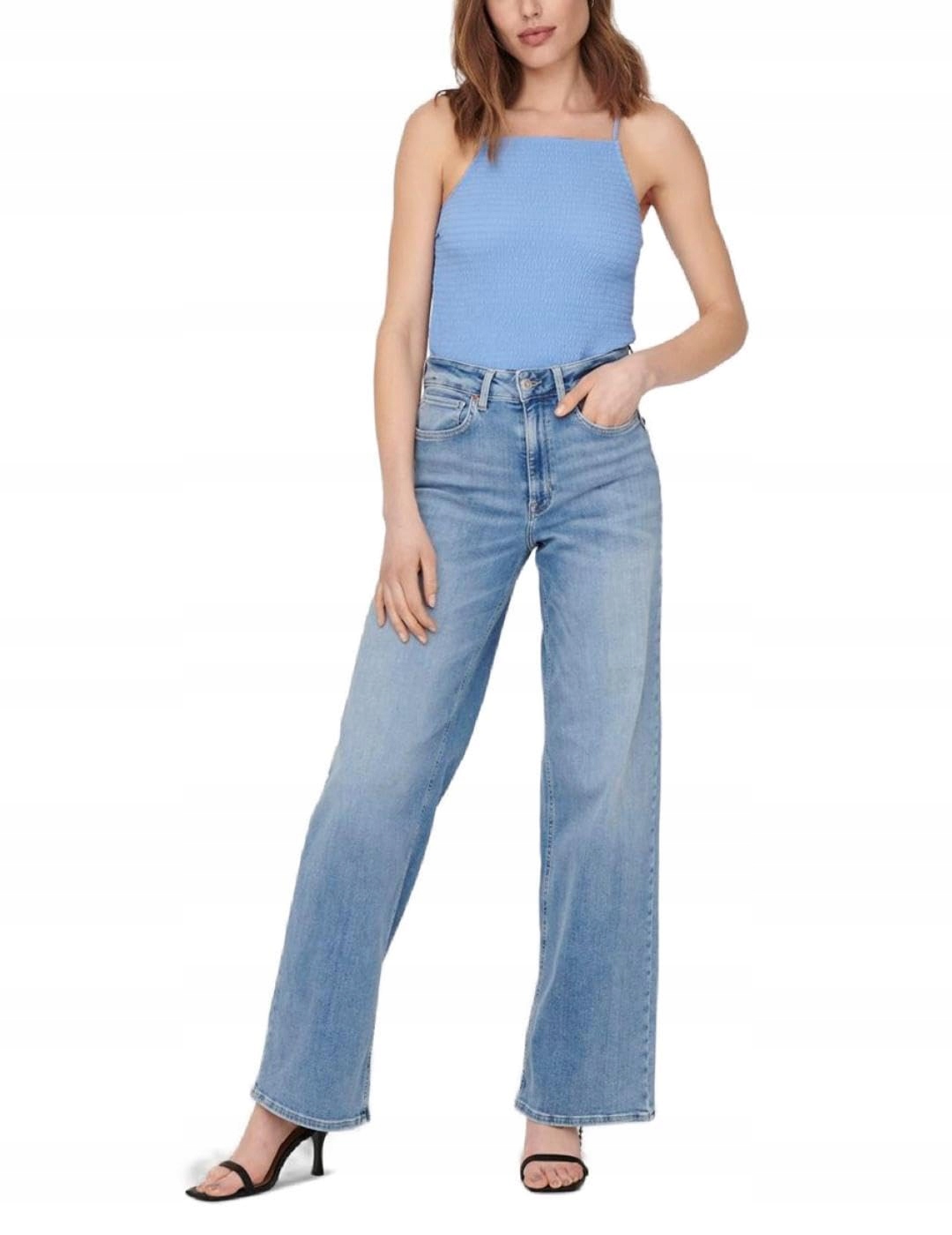 Only Džíny Mom Jeans Modré Oděrky Vysoký Pas M/32 6CA