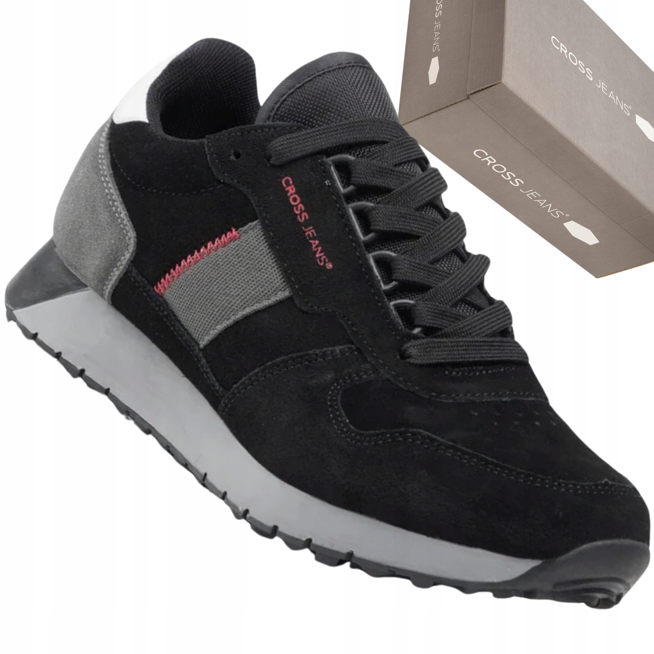 Cross Jeans II1R4009C czarne męskie sneakersy zamszowe casual lekki