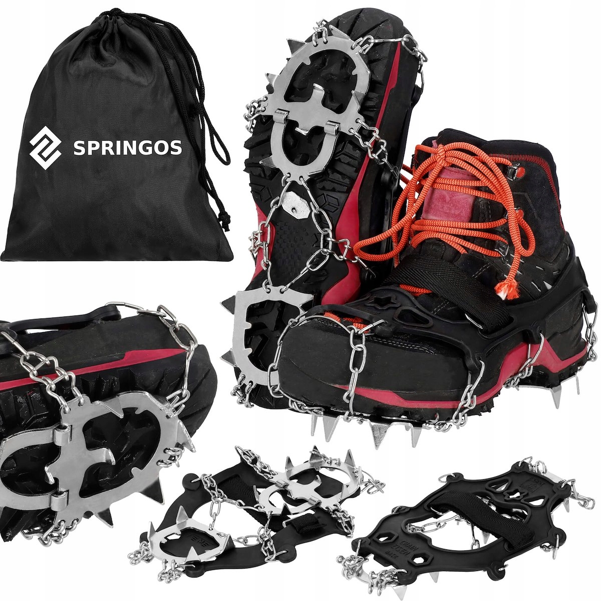 RAKI RACZKI NAKŁADKI NA BUTY ANTYPOŚLIZGOWE ŁAŃCUCHY TURYSTYCZNE r.M 36-40 Model CS0072 RACZKI NA BUTY