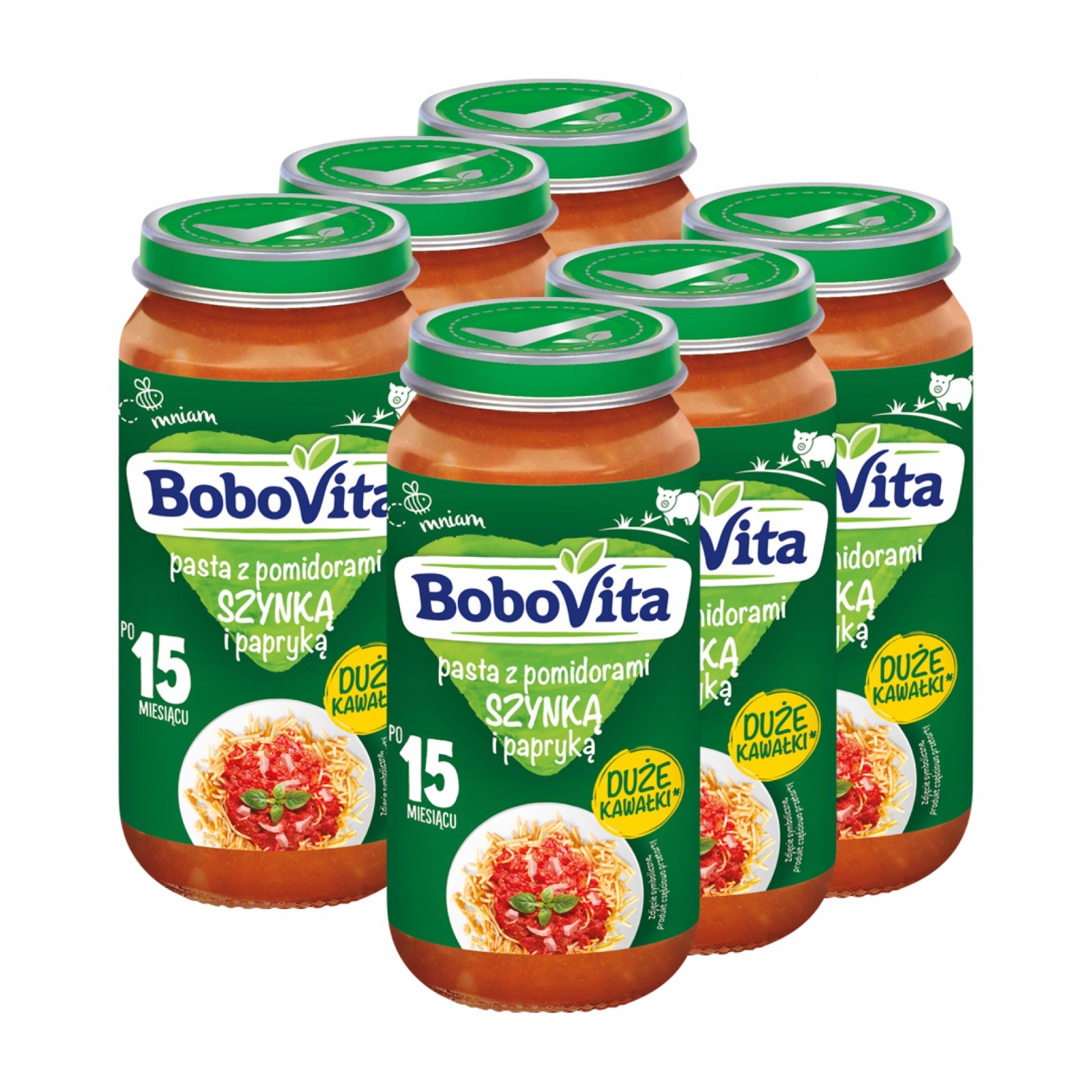 BOBOVITA Pasta z pomidorami szynką i papryką, 6x250g
