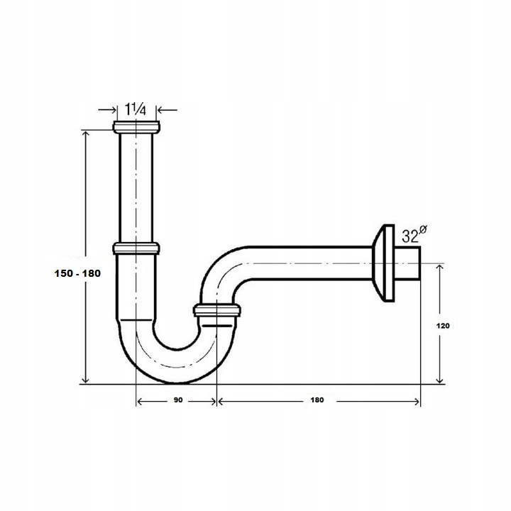 KOREK KLIK-KLAK CHROM + SYFON UMYWALKOWY CHROM DO UMYWALKI 1"1X4 x 32 MM Rodzaj umywalkowy