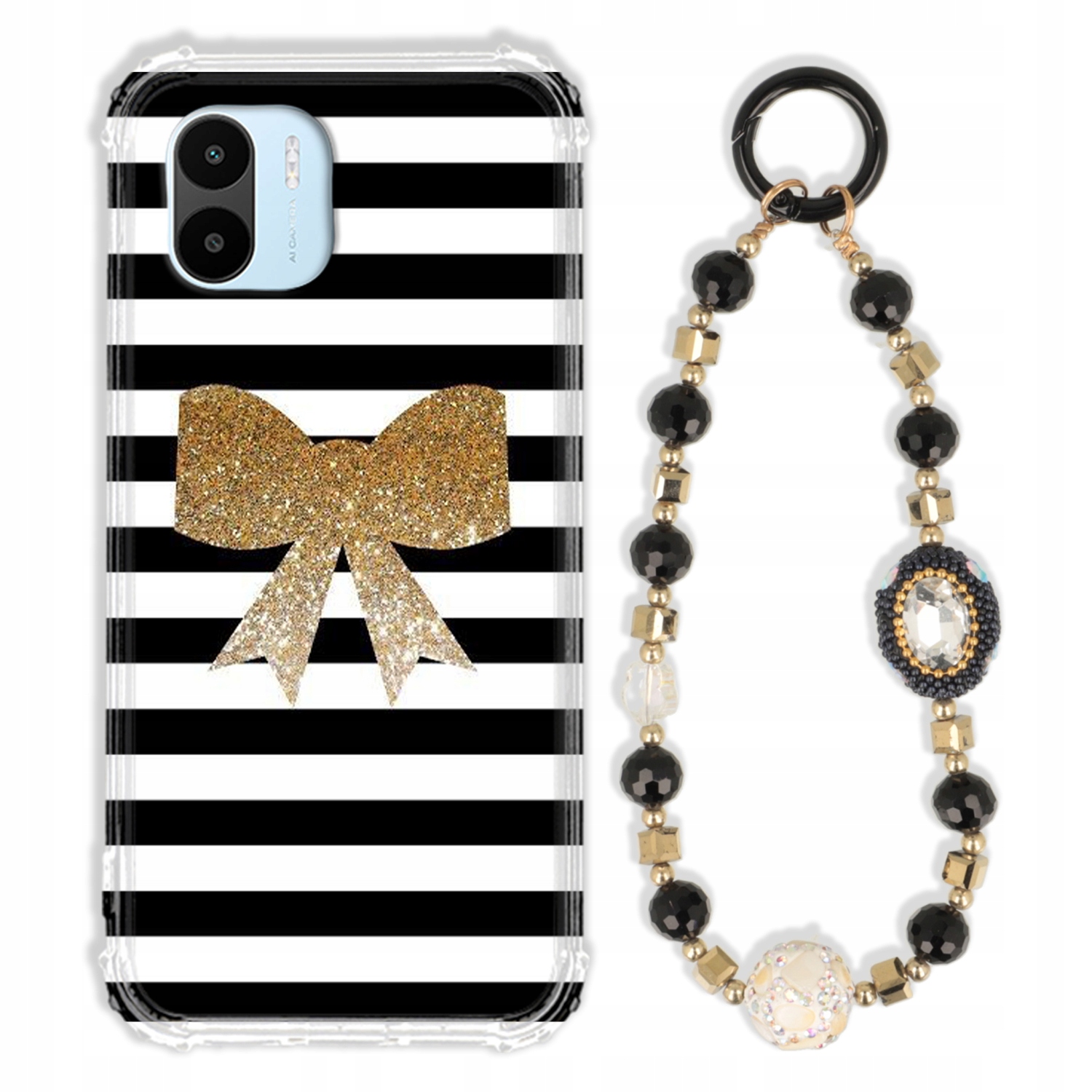 Puzdro Pre Xiaomi Redmi A1 Antishock Zirkóny Čierno Zlaté Odolné| Silné