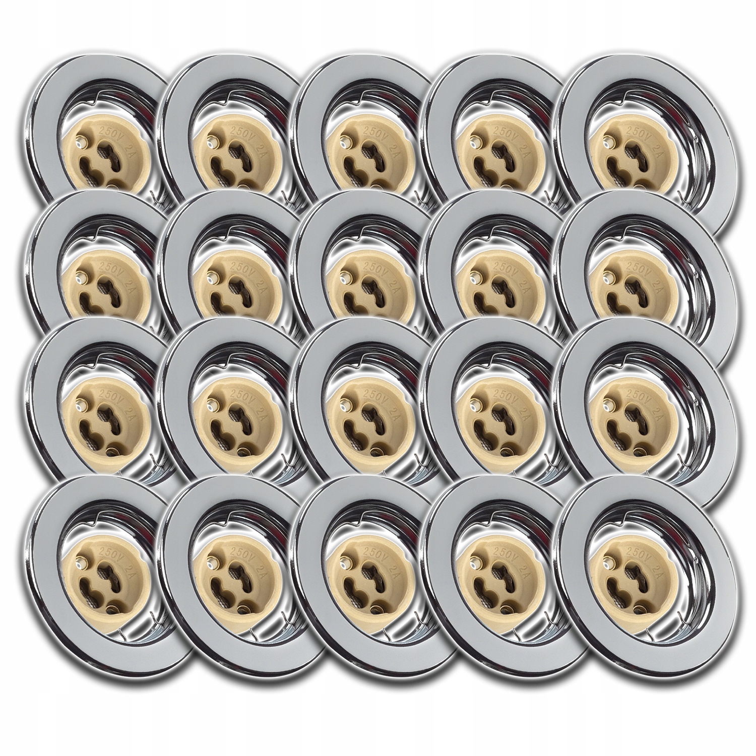 20x Stropní Svítidlo Očko Halogen S Žárovkou 1,5W Neutrální Hotový Set