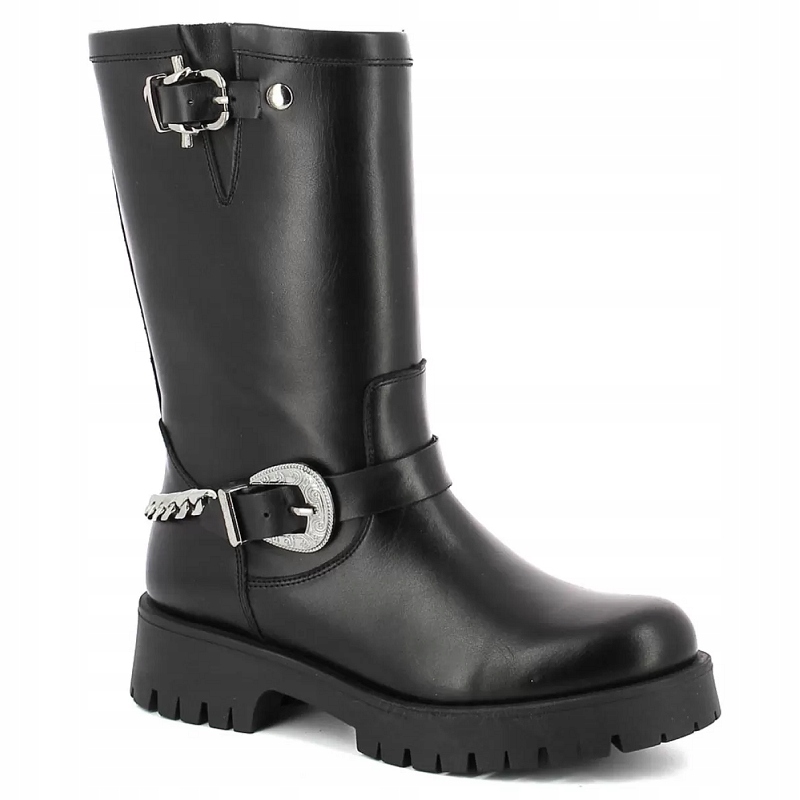 Carinii B9341 Kotníkové Boty Kozačky Kůže Lico Černé 37