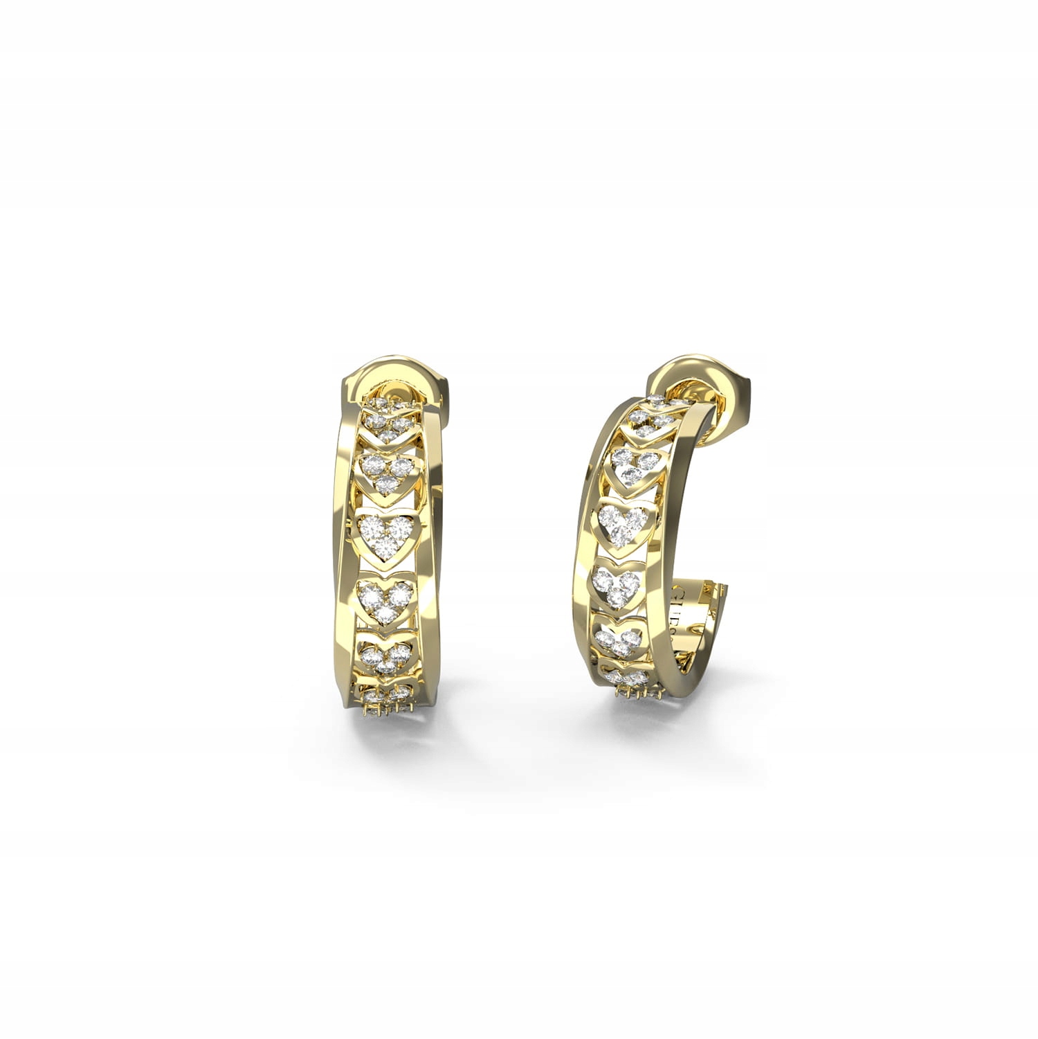 Náušnice Guess Mon Amour Vláda Srdcí ze zirkonu tyčinka ocel pozlacená