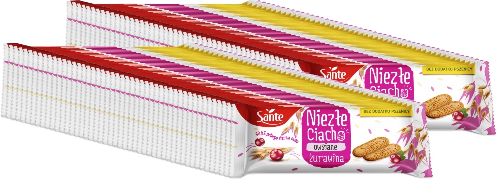 Sante Ciasteczka Owsiane z Żurawiną 2szt 30g x80