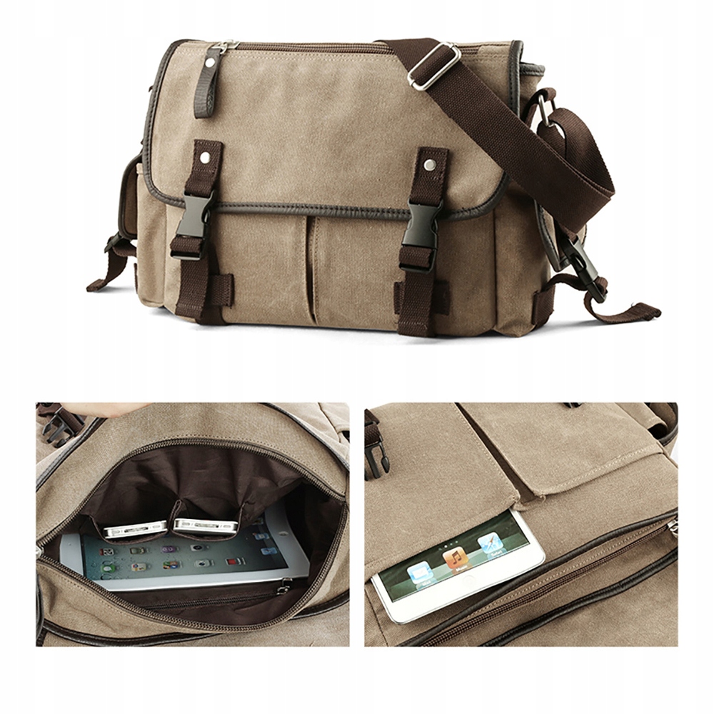 Large Vintage Canvas Messenger Bag Book Laptop 12206790058 Allegro.pl