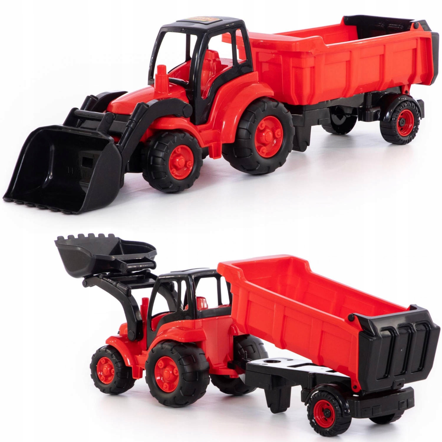 

Duży Traktor Spychacz Z Przyczepą Wywrotka 87cm