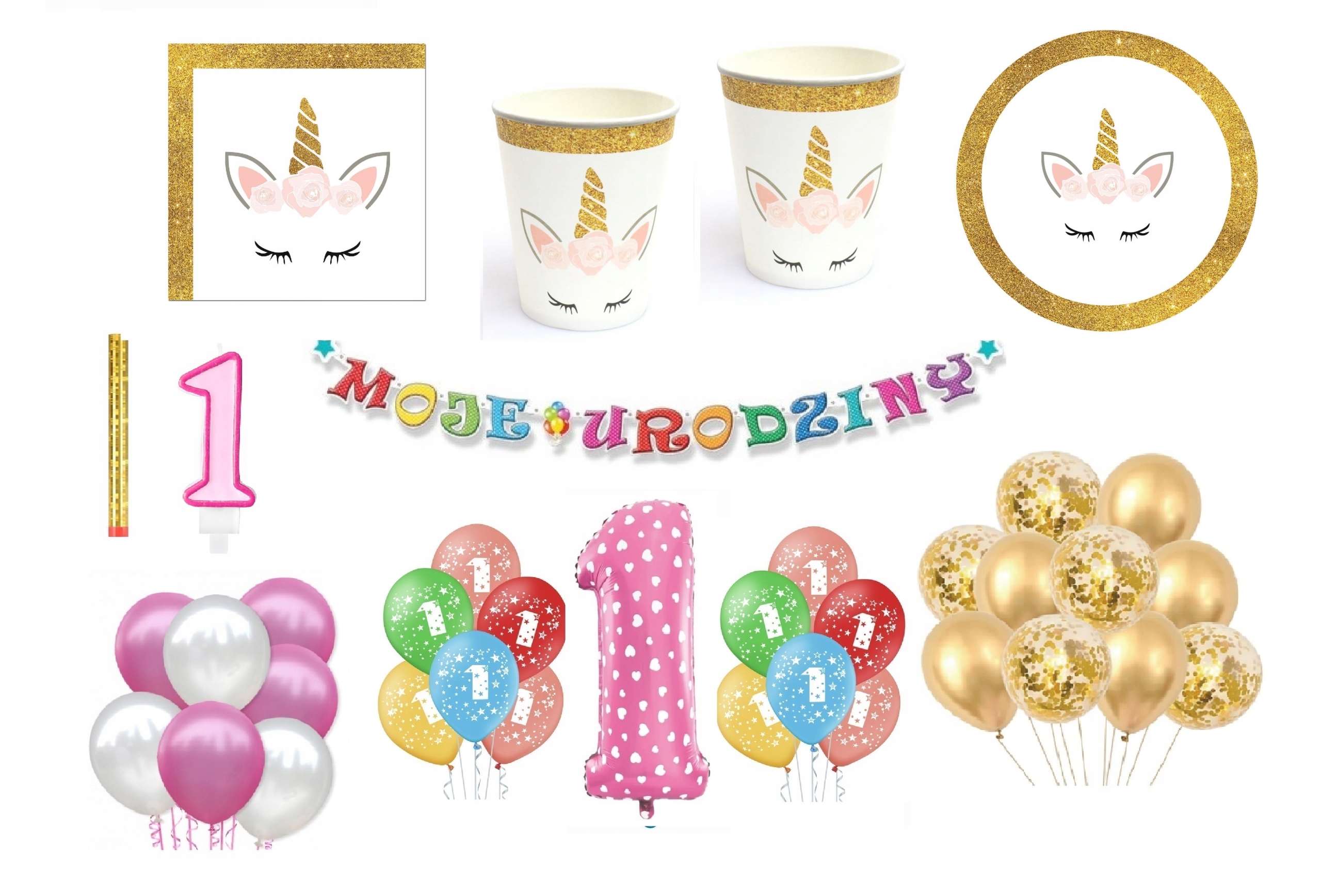 

Zestaw Jednorożec 1 Urodziny Balony