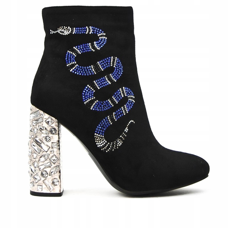 Dámské Kotníkové Boty Černé Semišové Sloupek S Hadicí 40