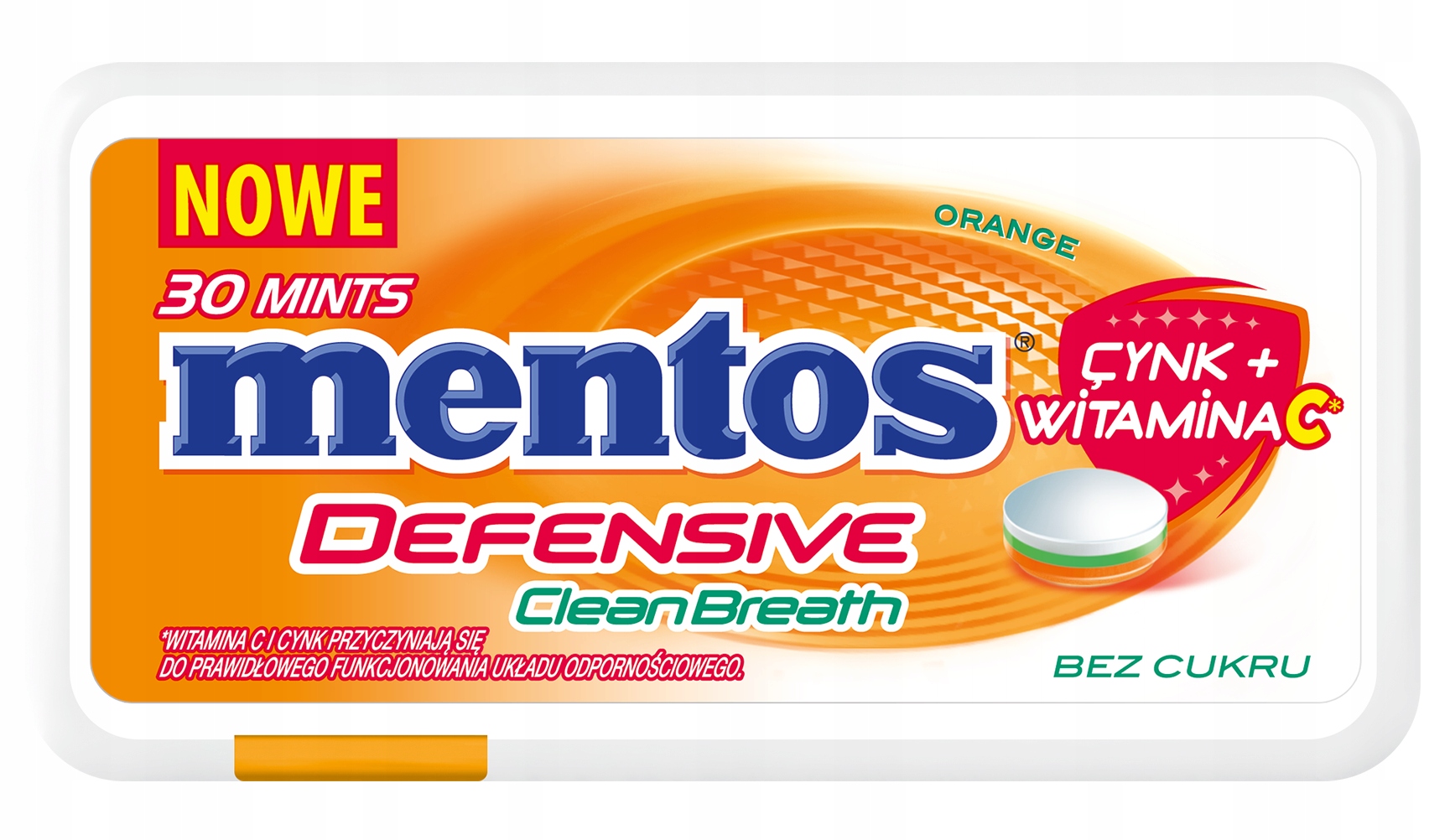 Mentos Clean Breath пастилки без сахара Defensive Orange апельсин 21 г