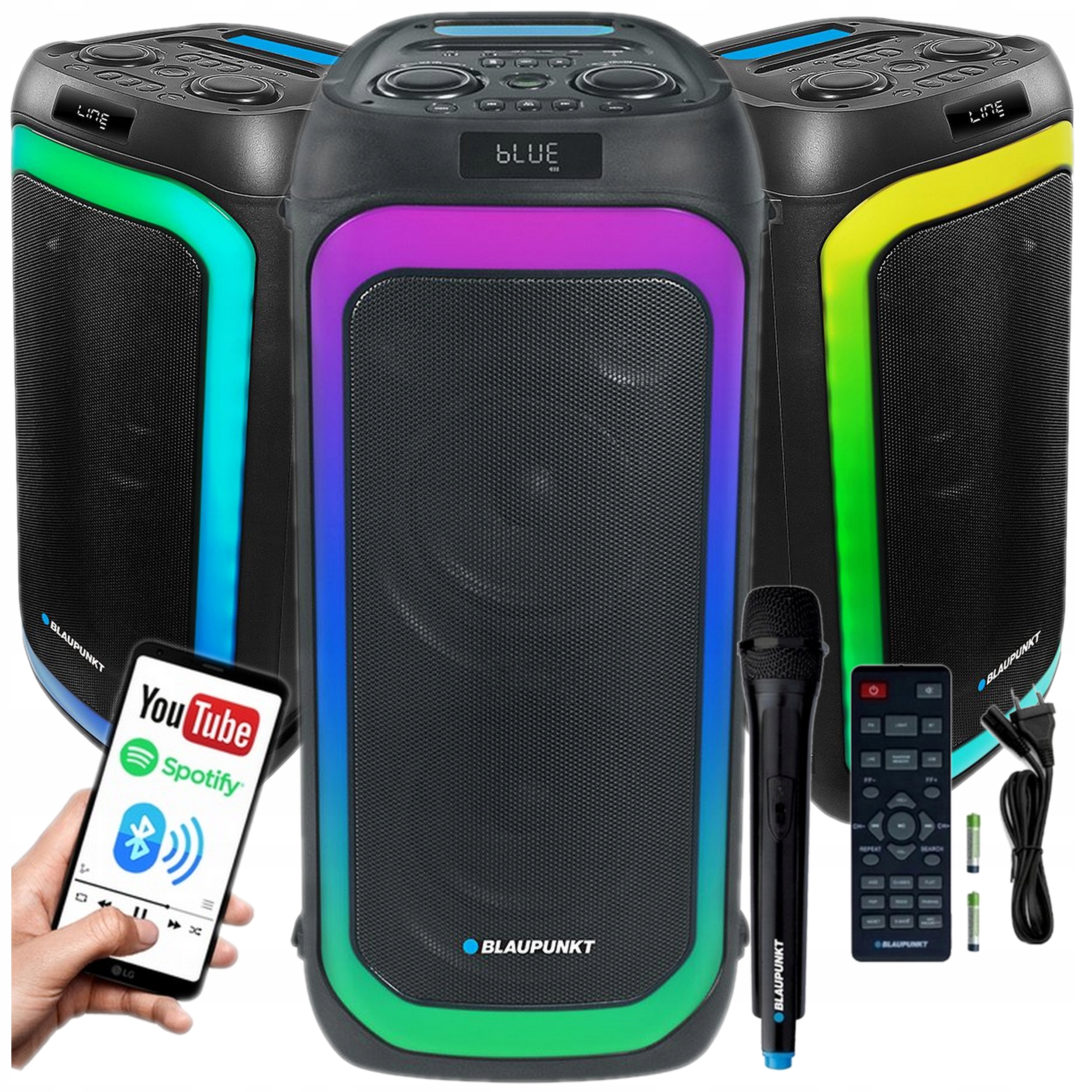 Kolumna Aktywna Partybox Blaupunkt PB06AC Karaoke Led Pilot Aux Usb Bt Fm