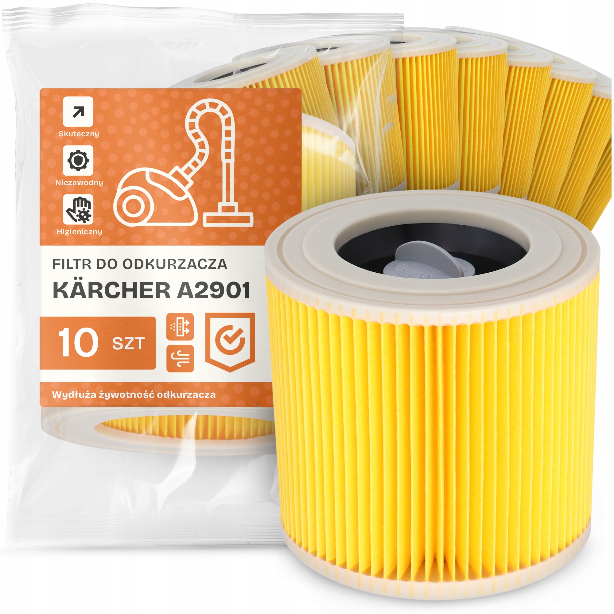 10 x Filtr Pro Vysavač Kärcher A2901 Vzduch Výkonný Náhradník Em-w