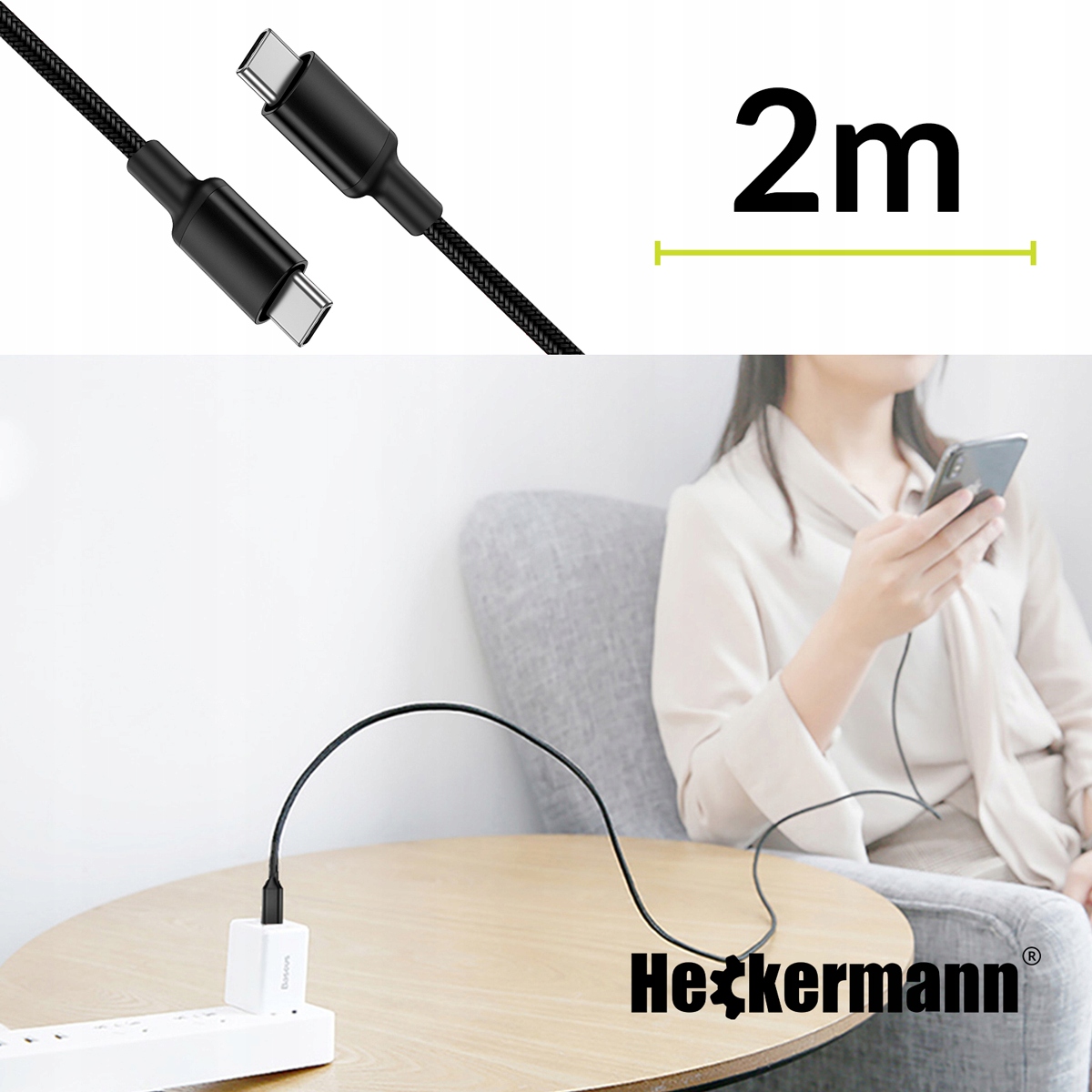 KABEL USB-C USB-C QUICK CHARGE 3.0 480mb/s 2m Marka Heckermann