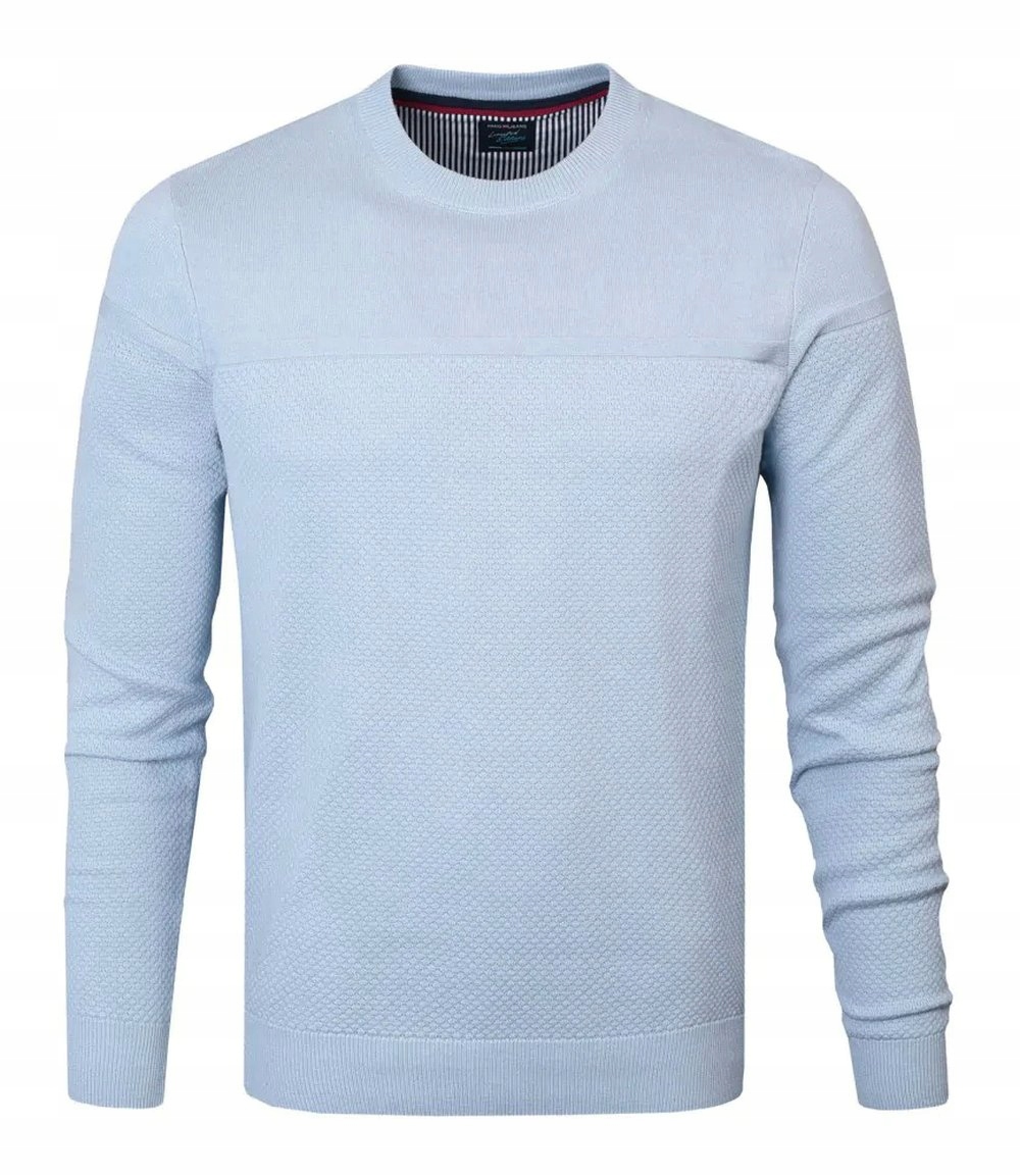 Bavlněný svetr s kulatým výstřihem (U-Neck) Pako Jeans modrý L